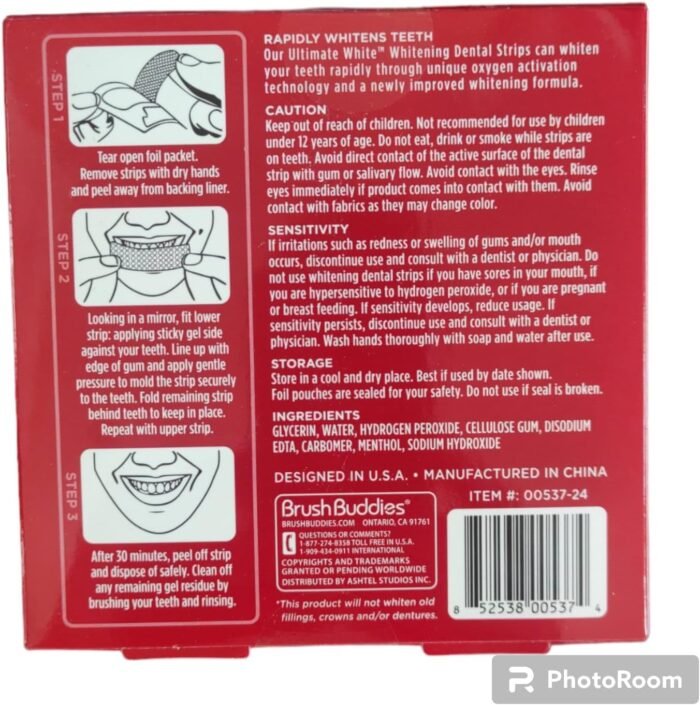 2 Pack Ultimate White Teeth Whitening Dental Strip Oral Care, Beauty & Personal Care, Self Care Kit, Teeth Stain Remover, Teeth Whitener, 12 Pieces, Red - Image 3