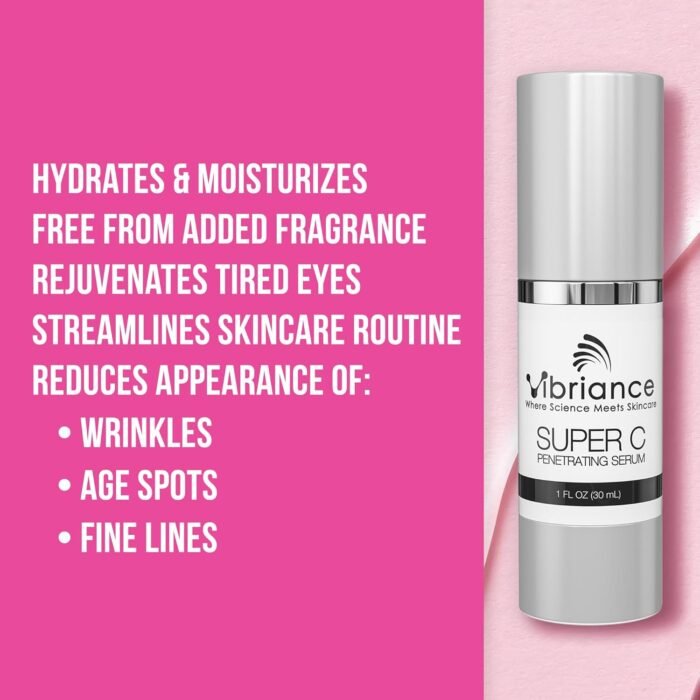 Vibriance Super C Serum for Mature Skin, Made in USA, All-In-One Formula Hydrates, Firms, Lifts, Smooths, Targets Age Spots, Wrinkles, Vitamin C Serum; 1 fl oz - Pack of 2 - Image 3