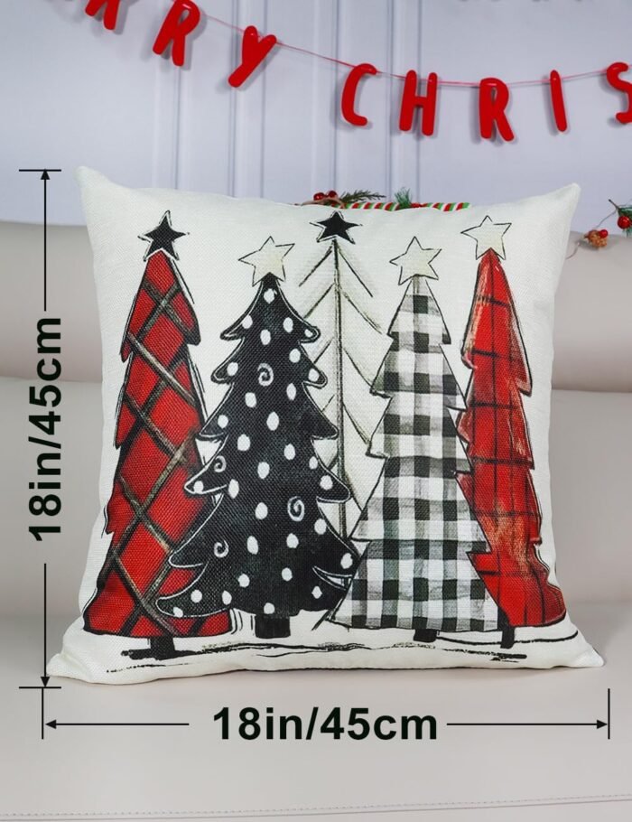Christmas Decorations Set of 4 Double-Sided Print Christmas Pillow Covers 18" x 18", with 8 Cute Christmas Decor Patterns, Throw Pillow Covers Perfect for Christmas and Home Decor - Image 7