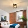 3-Light Ceiling Light Fixture, Semi-Flush Mount Light with Contemporary Geometric Metal Cage, Farmhouse Industrial Lighting for Kitchen Living Room Bedroom Hallway Foyer, E26 Black - Image 9