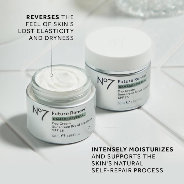 No7 Future Renew Damage Reversal Day Cream SPF 25 - Anti Aging Face Cream with SPF for Visible Sun Damage - Protects, Moisturizes & Reverses Dullness - Suitable for All Skin Types (1.69 Fl Oz) - Image 4