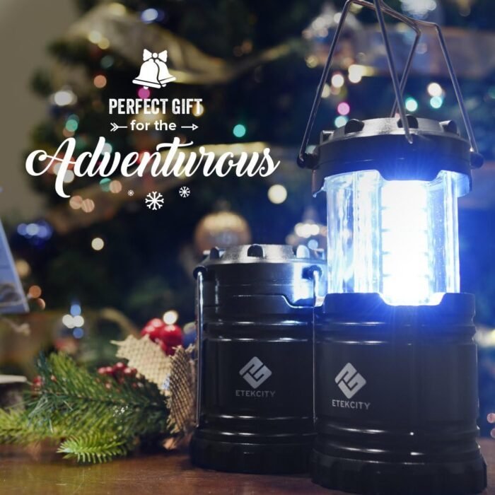 Etekcity Lantern Camping Essentials , Led Flashlight for Power Outages, Battery Operated Lights for Emergency Supplies, Survival Kit and Gear for Hurricane, 2 Pack, Black - Image 8
