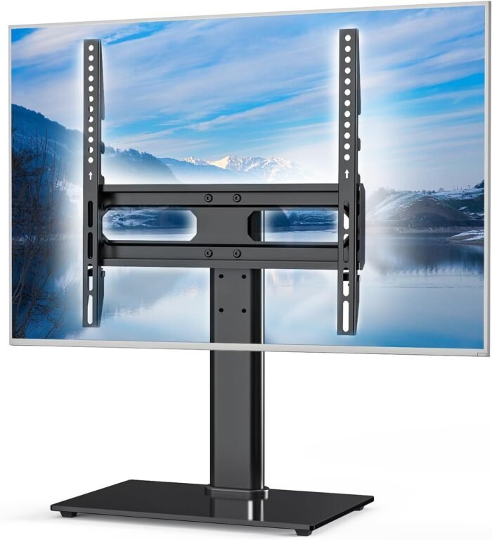 DUMOS Universal TV Stand Mount, Adjustable TV Stand with Cable Management for 26-55 Inch TVs, Holds Up to 99 LBS, 3 Height Adjustability, Max VESA 400x400mm - Great for Home Entertainment