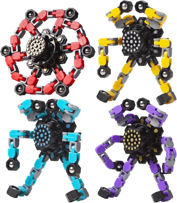 Transformable Fidget Spinners 4 Pcs for Kids and Adults Stress Relief Sensory Toys for Boys and Girls Fingertip Gyros for ADHD Autism for Kids Gifts (Fidget Toy 4pc) - Image 7
