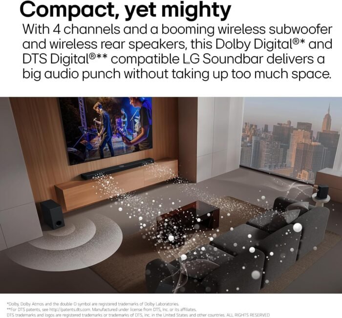 LG S40TR 4.1 ch. Soundbar with Wireless Subwoofer and Rear Surround Speaker Included, TV Synergy, Wow Interface, AI Sound Pro, 2024 New Model - Image 2