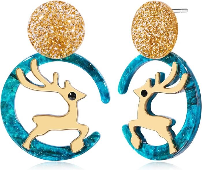 Christmas Snowflake/Jingle Bell/Bow Christmas Wreath/Candy/Snowman/Santa Claus Gift Gloves/Deer Earrrings Dangle Drop Holiday Jewelry Gifts for Women