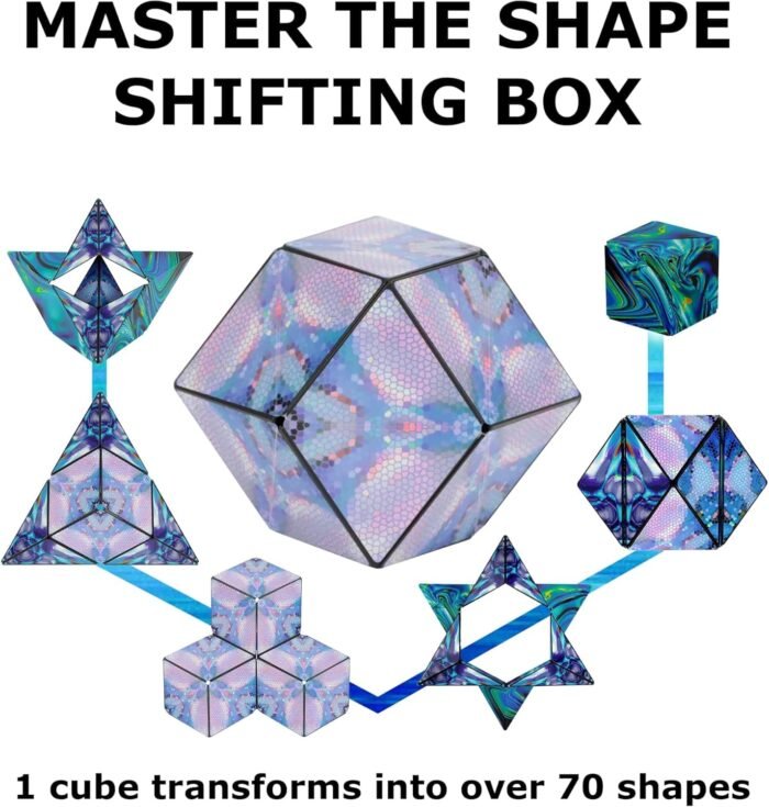 SHASHIBO Shape Shifting Box - Award-Winning, Patented Fidget Cube w/ 36 Rare Earth Magnets - Transforms Into Over 70 Shapes, Download Fun in Motion Toys Mobile App (Artist Series - Mystic Ocean) - Image 4