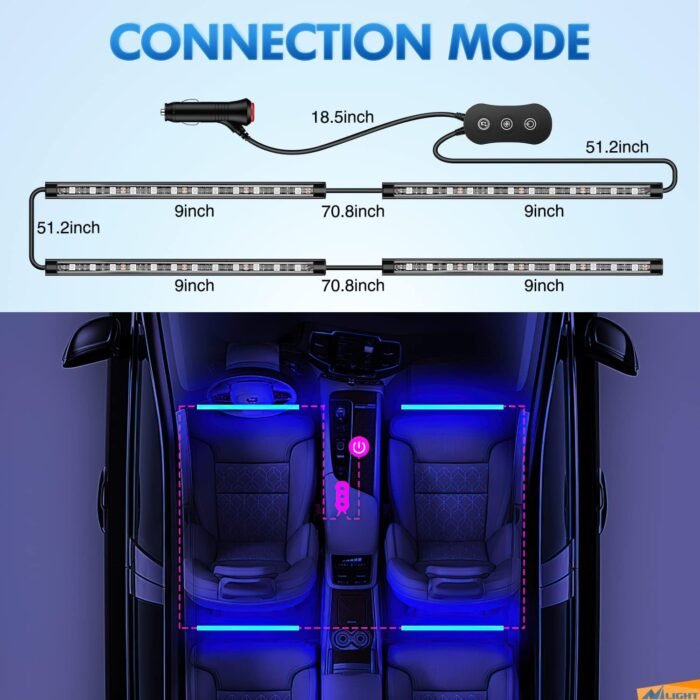 Nilight RGB LED Car Interior Stripe Light with APP Control Multicolor Music Sync Mode Waterproof Car Under-Glow Lighting Lamp Kits Universal Cars Truck ATV UTV - Image 2