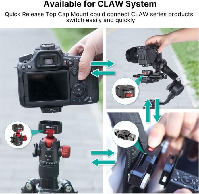 ULANZI Ball Head with Claw Super Quick Release Design, Professional Metal 360° Rotating Panoramic Ball Head with Cold Shoe, Up 44.1lbs Load, for Tripod,Monopod,Slider,DSLR Camera (U-100) - Image 5