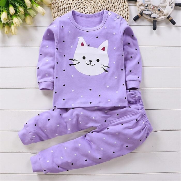Toddler Girls Baby Girls Long Sleeved Cat Print Tops and Pants Toddler Clothes Outfits&Sets Cute Baby Girls Sets - Image 2