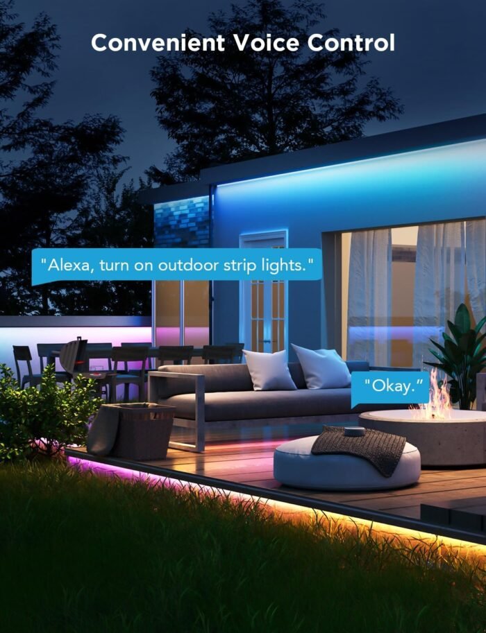 Govee Outdoor LED Strip Lights, 98.4ft Smart Outdoor Lights Work with Alexa and Google Assistant, App Control, IP65 Waterproof, RGBIC Outdoor Lights for Patio, Eave, Christmas Decorations - Image 8