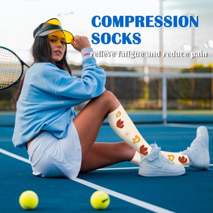 Aoliks Medical Compression Socks for Women & Men, Support Knee High Socks for Running,Nurses,Travel - Image 4