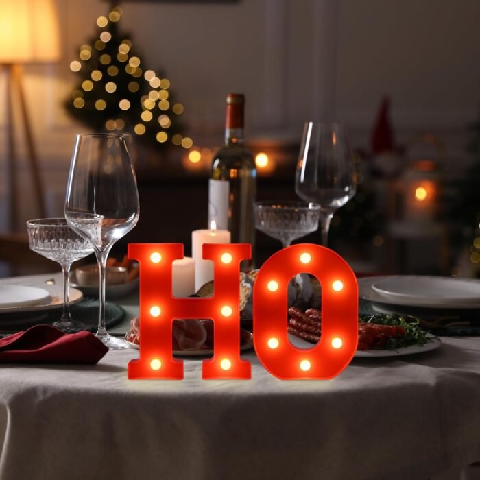 EDYCON Christmas Letter Lights Sign Table Decorations Christmas LED Light up Letters Battery Powered Letter for Home Bar Party Bedroom Tabletop Indoor Decor Gift(HOHOHO) - Image 7