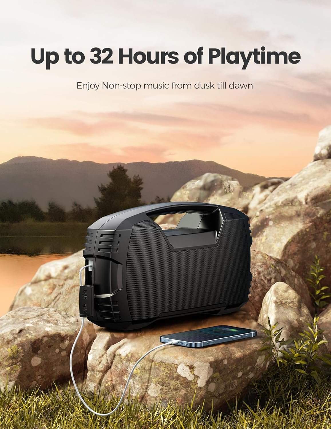 Portable Wireless Bluetooth Speaker, 40W (60W) Peak Loud Sound IPX7 Waterproof Speakers, 32H Playtime, Outdoor Speaker for Home/Party/Beach, Electronic Gadgets, Birthday Gift - Image 4