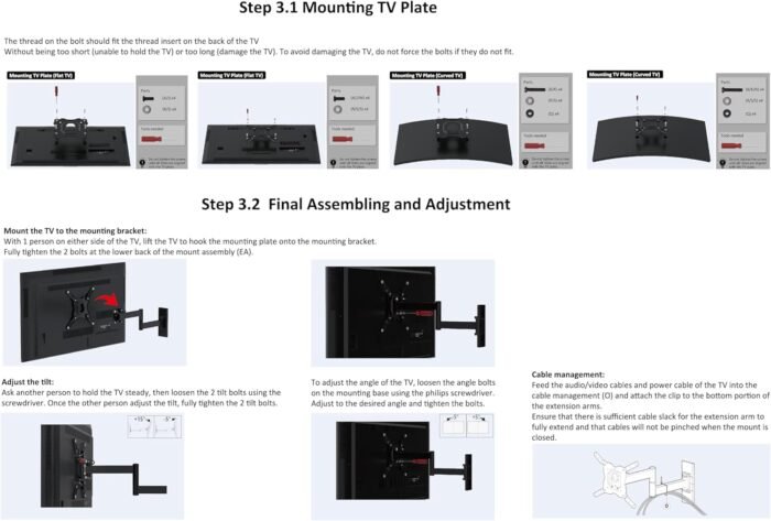 Amazon Basics Full Motion TV Wall Mount fits 12" to 40" TVs and VESA 200x200, Black - Image 11