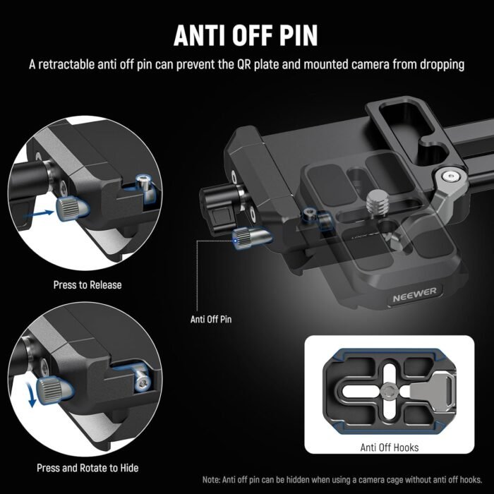 NEEWER Camera Monitor Mount with Cold Shoe, Anti Twist 1/4" Screw for 5" & 7" Field Monitor Compatible with Atomos Ninja V, Foldable V Mount Battery Plate with Arca Type Camera Baseplate Included - Image 9