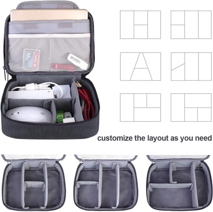 BUBM Electronic Organizer, Double Layer Travel Gadget Storage Bag for Cables, Cord, USB Flash Drive, Power Bank and More-a Sleeve Pouch for 7.9" iPad Mini(Medium,Black) - Image 4