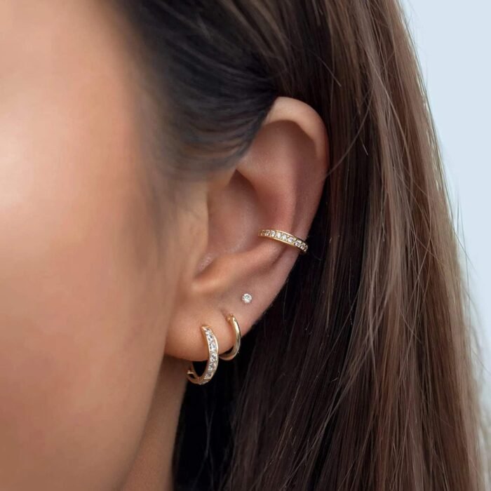 Incaton 16G Cartilage Earrings Set Hypollergenic Screw Back Stud Earrings Helix Tragus Earrings for Women Silver Cartilage Hoop Earrings - Image 2