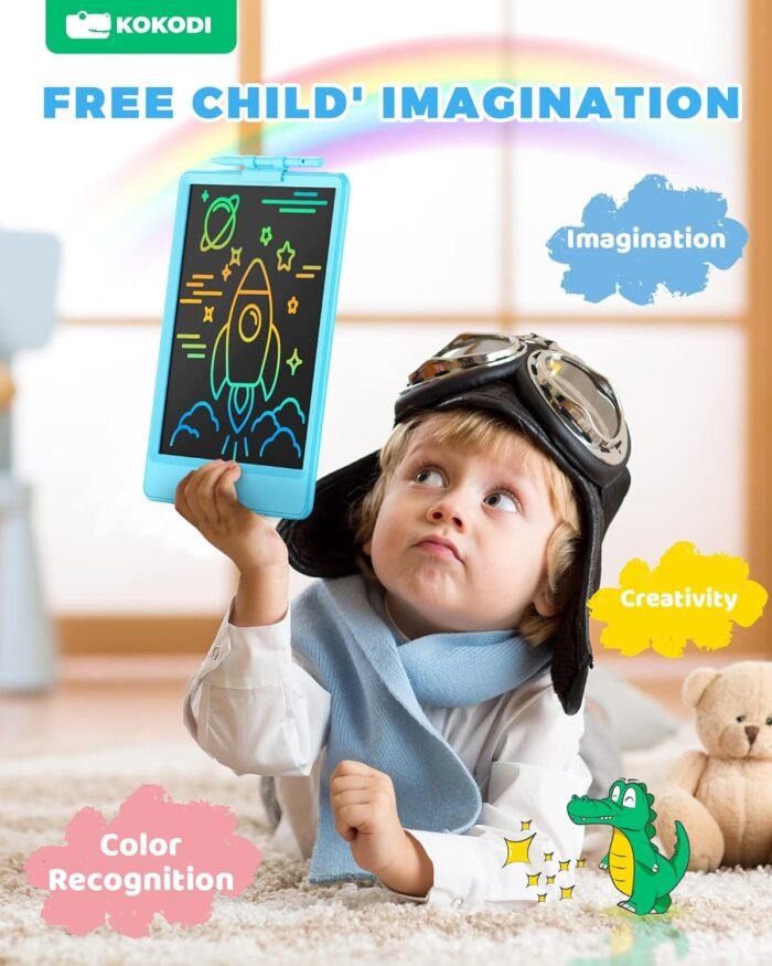 KOKODI LCD Writing Tablet 8.5-Inch Colorful Doodle Board, Electronic Drawing Tablet Drawing Pad for Kids, Educational and Learning Kids Toys Gifts for 3 4 5 6 7 8 Year Old Boys and Girls(Blue) - Image 4