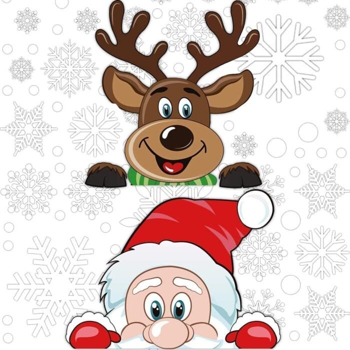 300 PCS 8 Sheet Christmas Snowflake Window Cling Stickers for Glass, Xmas Decals Decorations Holiday Snowflake Santa Claus Reindeer Decals for Party - Image 2