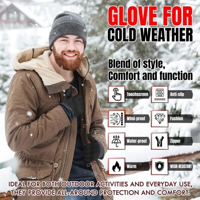 Winter Gloves for Men Women,Windproof Touchscreen Anti-Slip Cold Weather Warm Gloves for Cycling,Driving,Running - Image 5