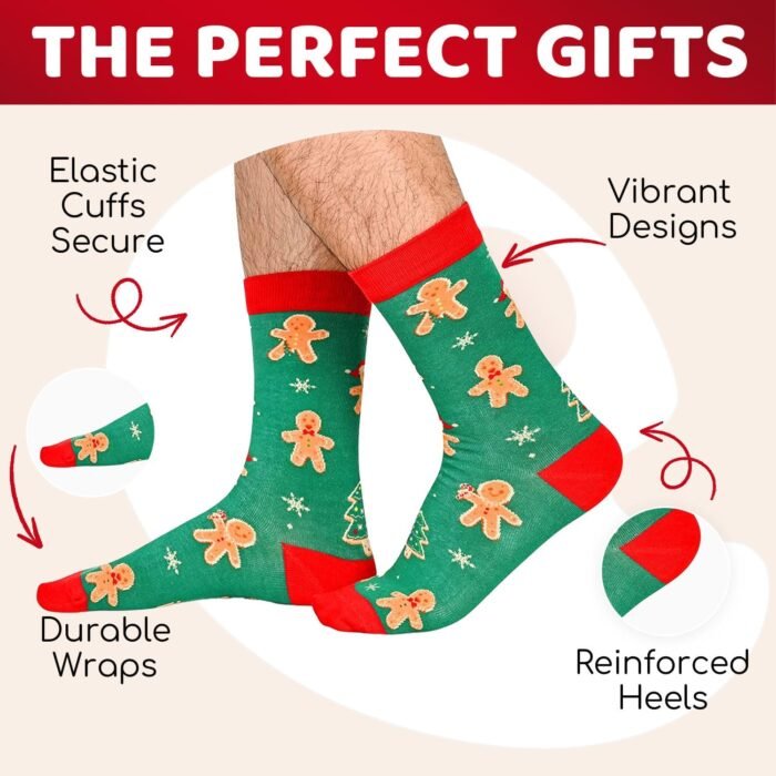 HAPPYPOP Christmas Socks for Women Men - Holiday Socks Gingerbread Socks, Christmas Gifts Stocking Stuffers Secret Santa Gifts for Teens - Image 2