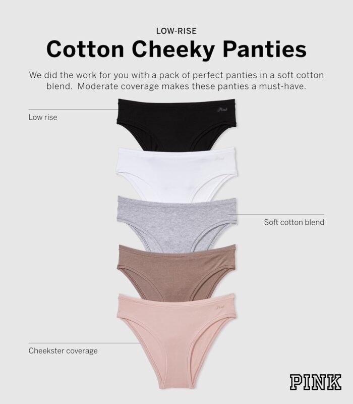 Victoria's Secret PINK Women's Cotton Cheeky Underwear, Minimal Coverage Panties for Women, Multi Pack (XS-XXL) - Image 4