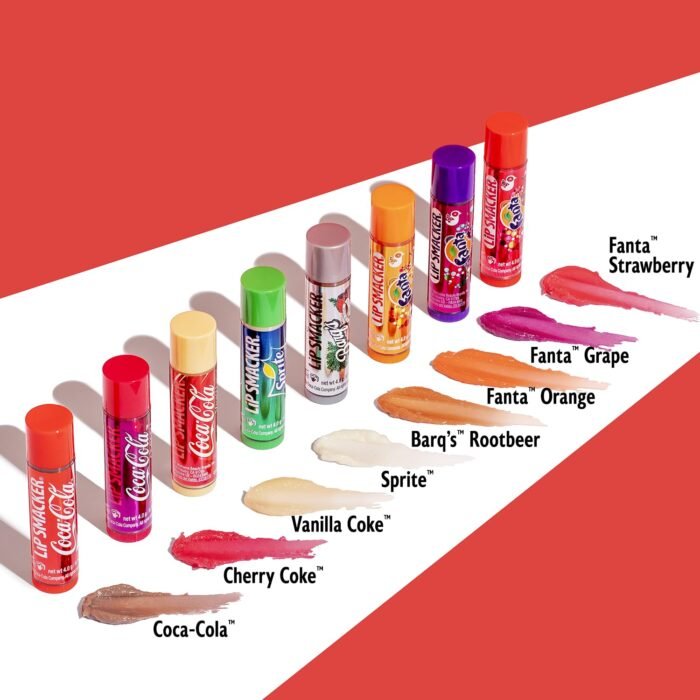 Lip Smacker Coca-Cola Flavored Balm, 8 Count, Flavors Coke, Cherry Vanilla Sprite, Root Beer, Orange Fanta, Grape Strawberry Fanta - Image 2