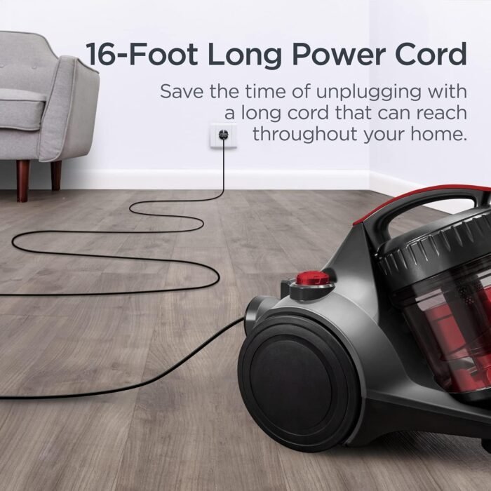 Eureka Bagless Canister Vacuum Cleaner, Lightweight Vac for Carpets and Hard Floors, Red - Image 8