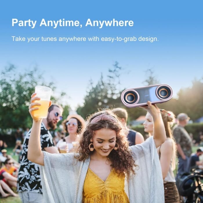 DOSS SoundBox Pro+ P400 Bluetooth Speaker, 50W Stereo Sound with Extra Bass, 26H Playtime, Cool Phantom Mirror Lights, IPX5 Waterproof Speaker for Outdoor, Home, Party, and Electronic Gadgets-Blue - Image 9