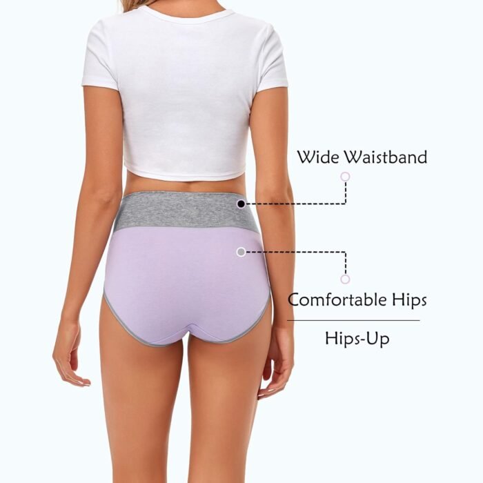CULAYII High Waisted Underwear for Women Cotton No Muffin Top Full Coverage Briefs Soft Stretch Ladies Panties 5 Pack - Image 5