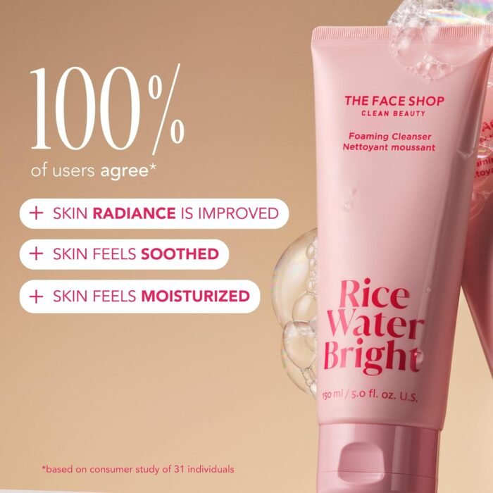 The Face Shop Rice Water Bright Travel Kit, Korean Skin Care Set with Ceramide, Gift Set - Gentle Face Wash & Vegan Skin Care (Serum, Cream, Eye Cream), Hydrating for Dry Skin, Daily Face Moisturizer - Image 4