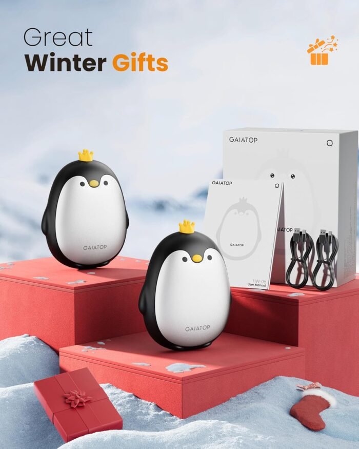 Gaiatop Hand Warmers Rechargeable, 2 Pack 3 Settings Portable Electric Hand Warmer Reusable Pocket Hot Hands Heater, Cute Penguin Shape Gifts for Women Men Camping Hunting Golf - Image 6