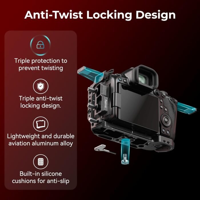 SMALLRIG Black Mamba Camera Cage for Canon EOS R5 Mark II, Aluminum Alloy Camera Rig with Cold Shoe, 1/4''-20 & 3/8''-16 Threaded Holes, Built-in Quick Release Plate for Arca-Type - 4975 - Image 3