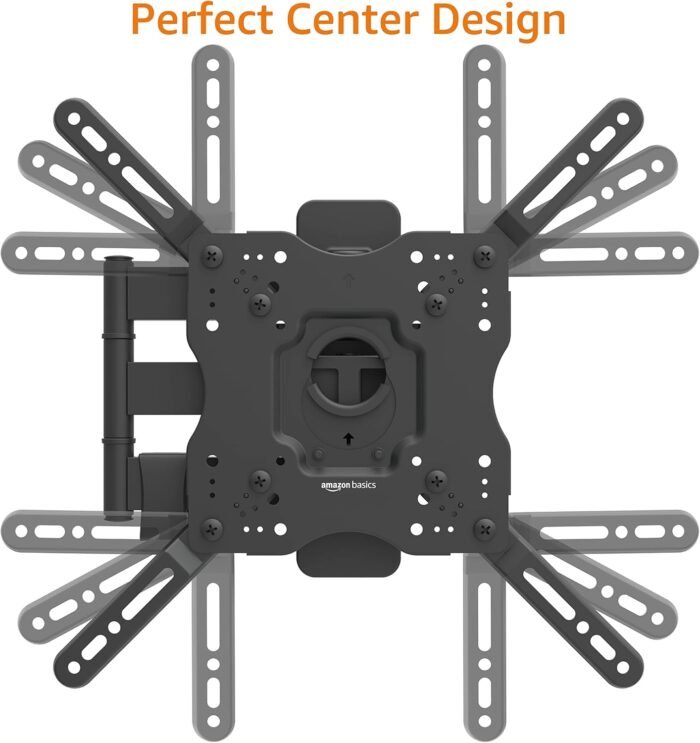 Amazon Basics Full Motion Articulating TV Wall Mount, with Swivel and Tilt, for 26" to 55" TVs and Flat Panels up to 80 Lbs, VESA Compatible, Black - Image 8