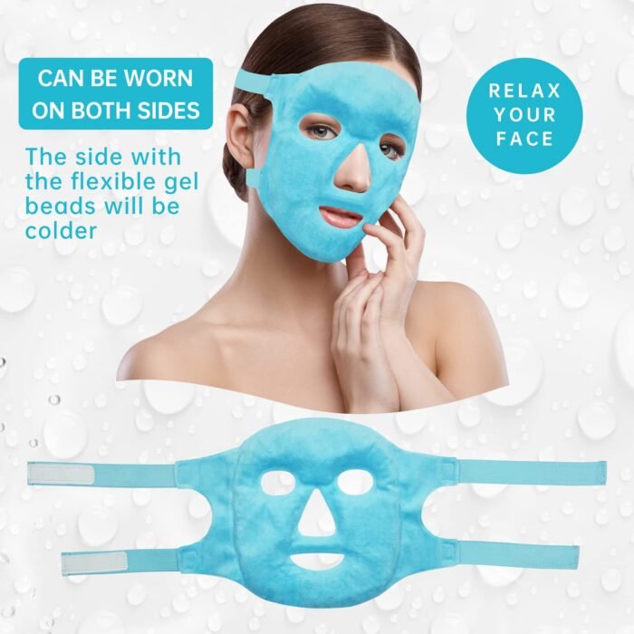 Cold Face Eye Mask Ice Pack Reduce Face Puff, Dark Circles, Gel Beads Hot Heat Cold Compress Pack, Face SPA for Woman Sleeping, Pressure, Headaches, Skin Care, Post Laser Care[Blue] - Image 6