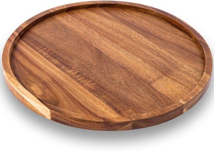 11.5 Inches Candle Holder Tray Home Decor, Round Wood Tray for Coffee Table, Small Wooden Serving Tray, Decorative Trays for Home Decor - Image 2