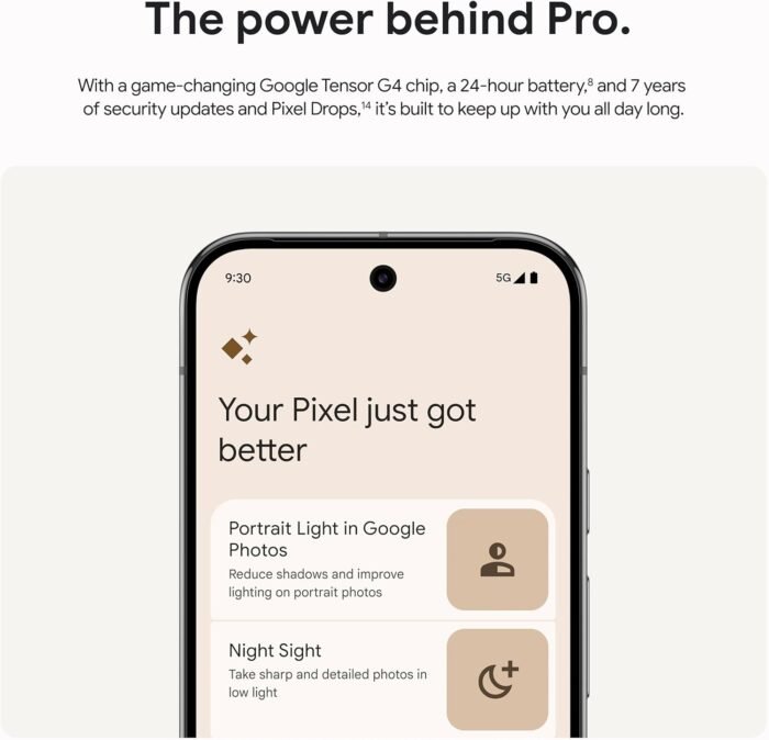 Google Pixel 9 Pro - Unlocked Android Smartphone with Gemini, Triple Rear Camera System, 24-Hour Battery, and 6.3" Super Actua Display - Obsidian - 128 GB - Image 8