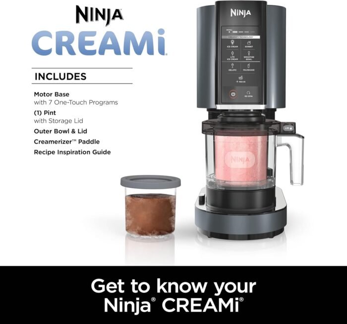 Ninja CREAMi, Ice Cream Maker, Ice Cream, Gelato, Sorbet ,Milkshakes, Mix-ins, Smoothie Bowls & More, 7-in-1, Ice Cream Pints, Pint lid, Healthy Ice Cream, Compact, Perfect for Kids, Black, NC299AMZ - Image 7