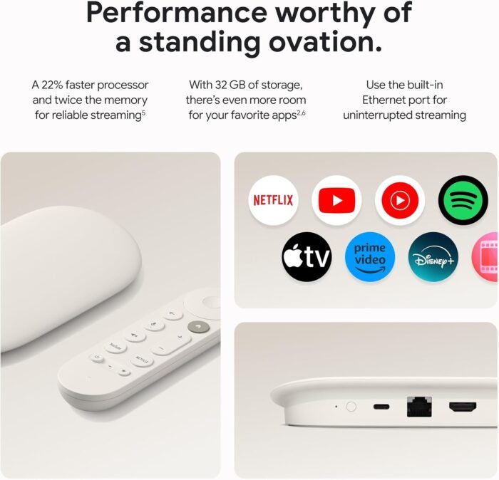 Google TV Streamer 4K - Fast Streaming Entertainment on Your TV with Voice Search Remote - Watch Movies, Shows, Live TV, and Netflix in 4K HDR - Smart Home Control - 32 GB of Storage - Porcelain - Image 5