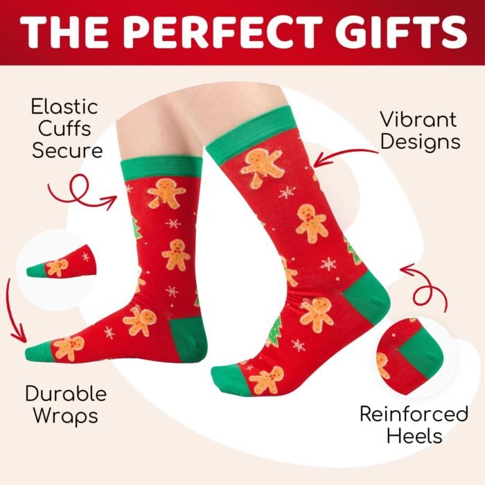 Zmart Christmas Gifts Stocking Socks For Men Women - Gingerbread Secret Santa Socks Xmas Stocking Stuffers For Dad Mom Teens - Image 2
