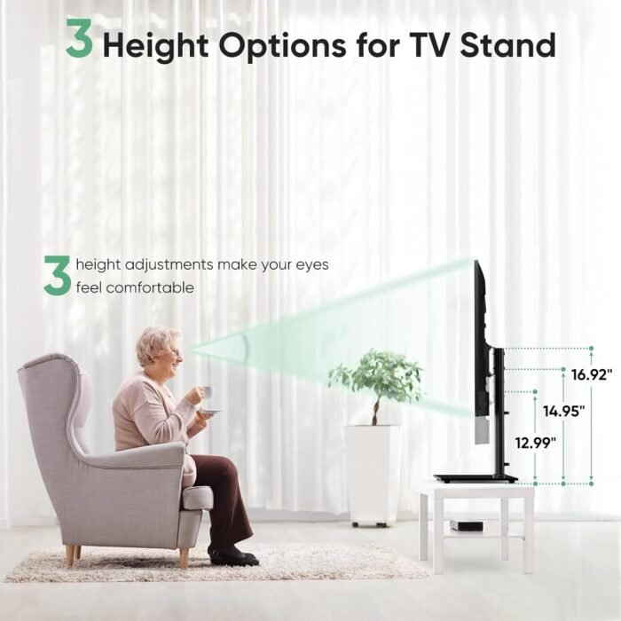 DUMOS Universal TV Stand Mount, Adjustable TV Stand with Cable Management for 26-55 Inch TVs, Holds Up to 99 LBS, 3 Height Adjustability, Max VESA 400x400mm - Great for Home Entertainment - Image 5