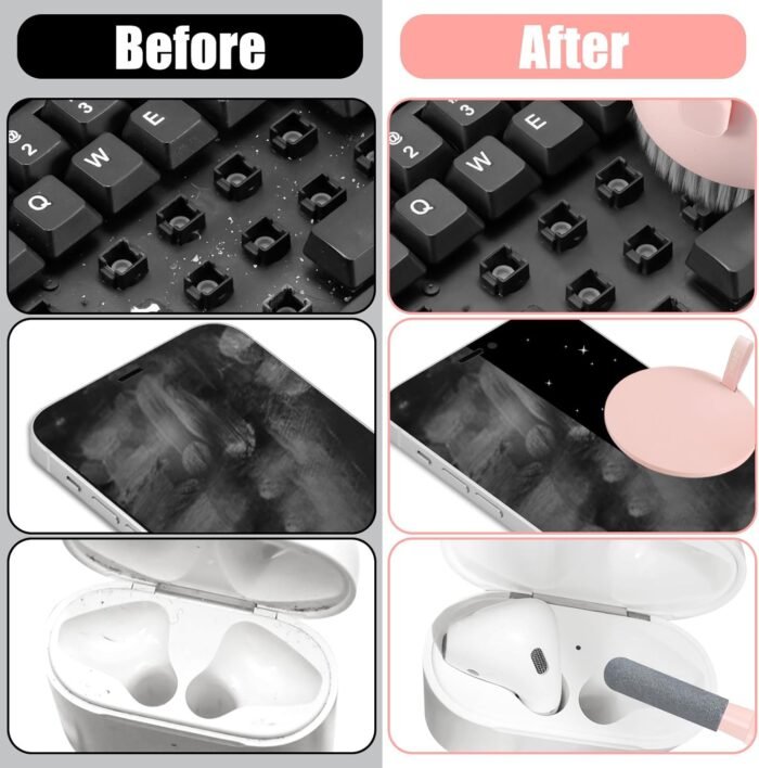 Laptop Phone Screen Cleaner Kit, Computer Keyboard Brush Cleaning Spray for iPhone AirPods MacBook iPad, 20-in-1 Electronic Device Clean Tool for Camera PC Monitor Earbud TV Tablet Car Screens - Image 5