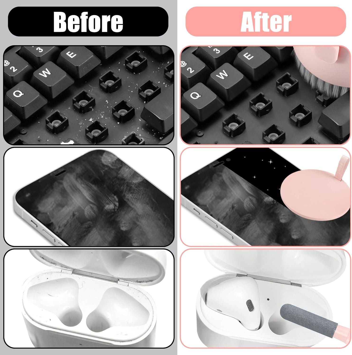 Laptop Phone Screen Cleaner Kit, Computer Keyboard Brush Cleaning Spray for iPhone AirPods MacBook iPad, 20-in-1 Electronic Device Clean Tool for Camera PC Monitor Earbud TV Tablet Car Screens - Image 5