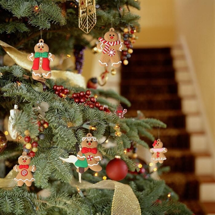 12pcs Gingerbread Man Ornaments for Christmas Tree, Assorted Gingerbread Figurines Ornaments, Christmas Tree Hanging Decorations, 3 Inch Tall - Image 9