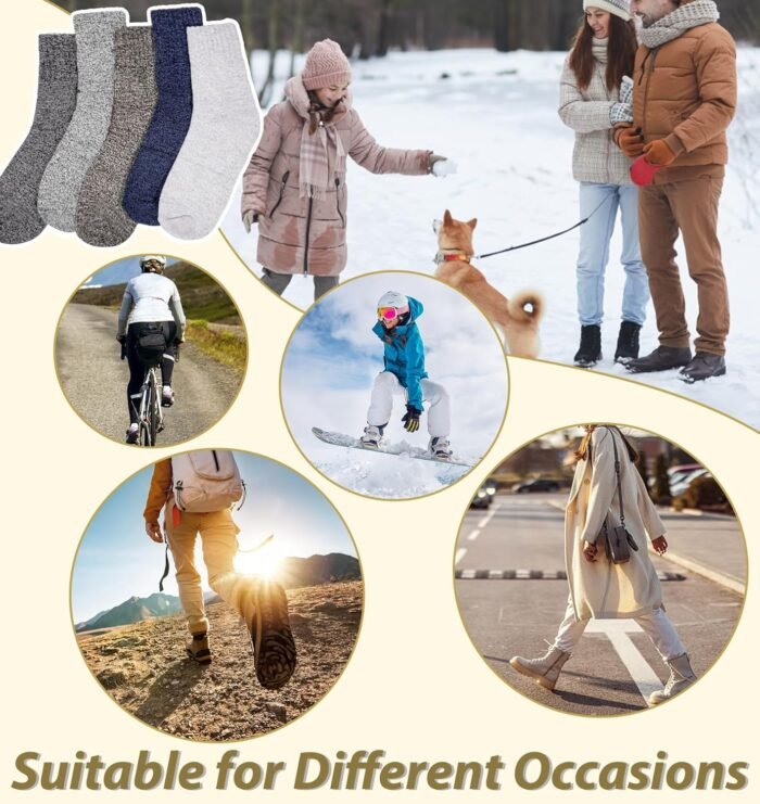 YSense 5 Pairs Womens Wool Socks Thick Knit Warm Winter Socks Cozy Comfy Socks Gifts for Women - Image 6