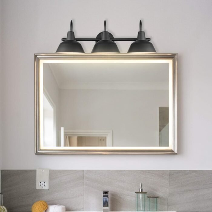 Globe Electric 51710 Bathroom Accessory Set, Matte Black, 3-Light Vanity Light, Towel Bar, Towel Ring, Robe Hook, Toilet Paper Holder, Bathroom Lights Over Mirror, Home Décor, Brooklyn, 5-Piece - Image 4