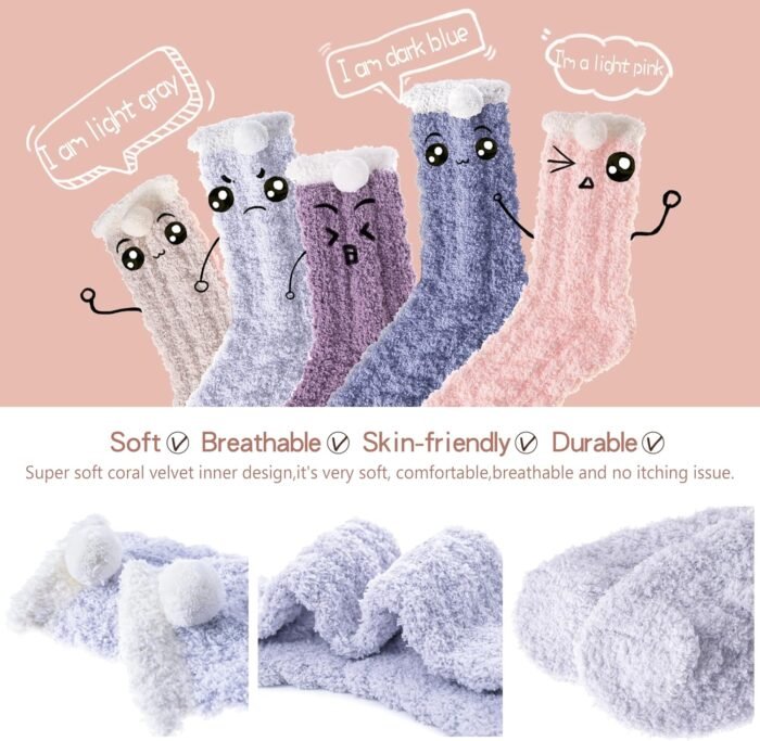 EBMORE Womens Fuzzy Socks Slipper Fluffy Cozy Comfy Cabin Plush Warm Winter Sleep Home Soft Socks - Image 5