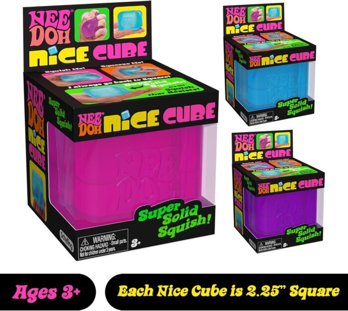 Schylling NeeDoh Nice Cube - Sensory Squeeze Toy with Super Solid Squish - 2.25" Cube - Color May Vary (Pack of 1) - Image 4