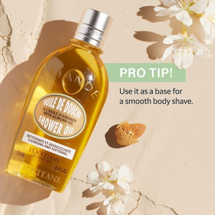 L'Occitane Cleansing & Softening Almond Shower Oil: Oil-to-Milky Lather, Softer Skin, Smooth Skin, Cleanse Without Drying, With Almond Oil - Image 3